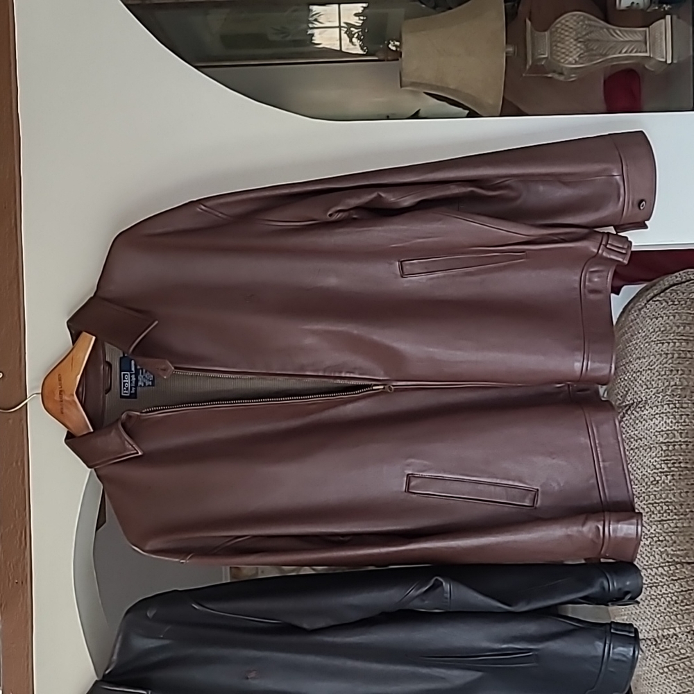 Polo Ralph Lauren Lambskin Brown Leather Jacket Large